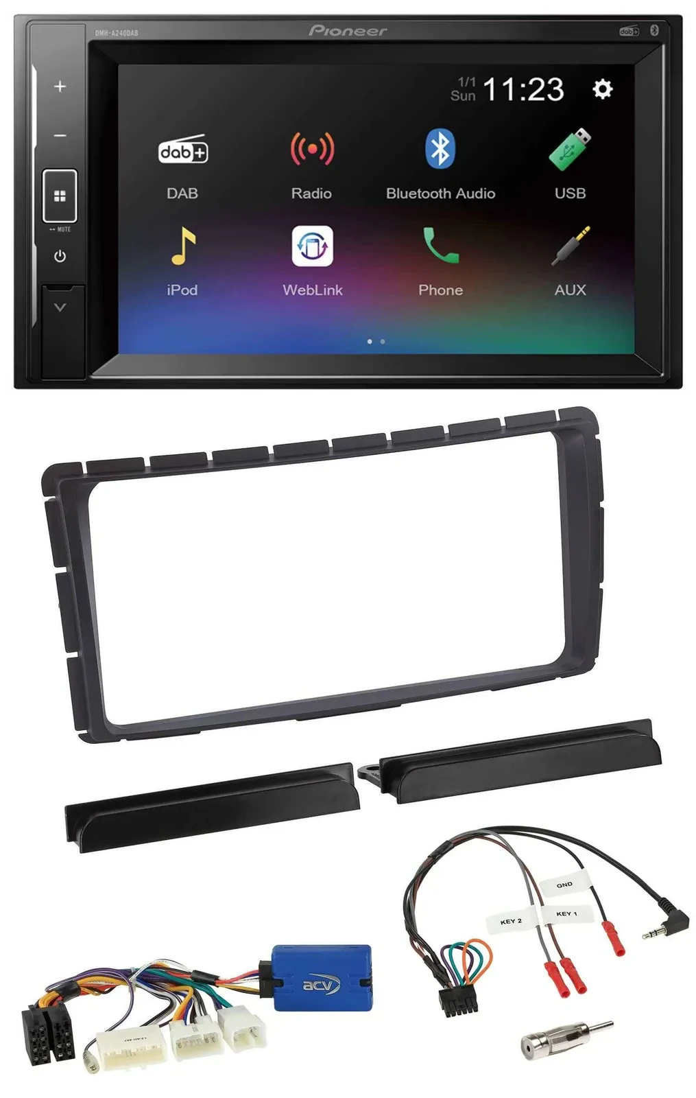 Pioneer DAB Lenkrad 2DIN Bluetooth USB Autoradio für Toyota Hilux ab 2011 28-Pin