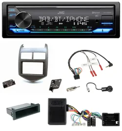 Автомагнитола JVC Bluetooth, DAB, USB для Chevrolet Aveo (с 2011), темно-серый металлик