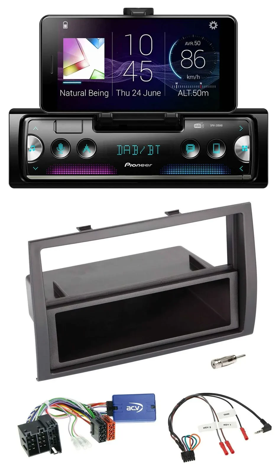 Pioneer USB Lenkrad Bluetooth DAB Autoradio für Fiat Ducato 2008-2011 schwarz