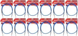 Инструментальный кабель Rockville RCGT3.0BL Blue 0.9 м (12 штук)