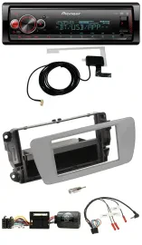 Автомагнитола для Seat Ibiza Pioneer Bluetooth, DAB, USB, с поддержкой управления на руле, серый