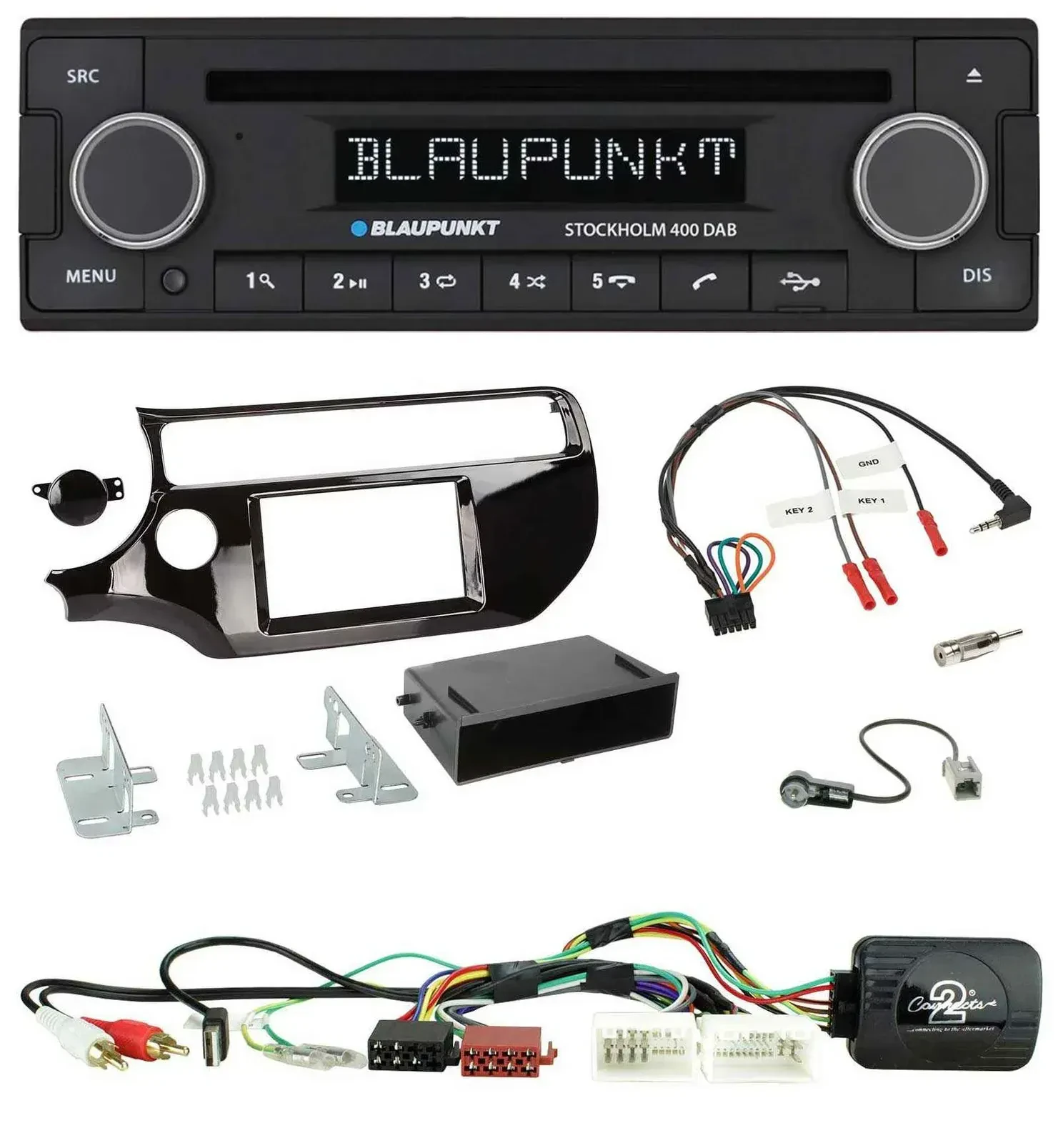 Blaupunkt Lenkrad Bluetooth DAB CD USB Autoradio für Kia Rio UB ab 03/2015 piano