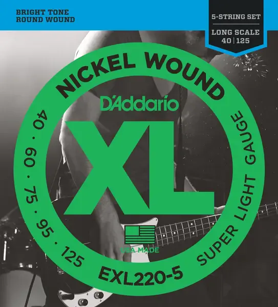 Струны для 5-струнной бас-гитары D'Addario EXL220-5 40-125