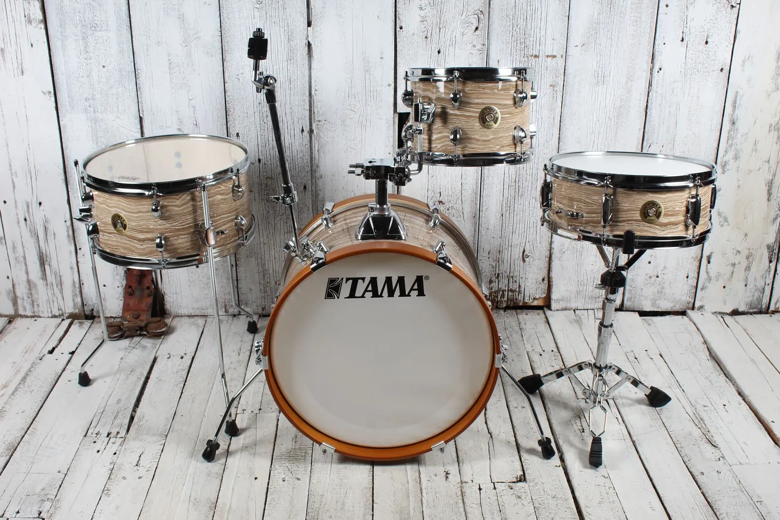 Tama Club-JAM LJK48S 4 Piece Shell Pack Drum Kit w Snare Drum Cream Marble Wrap
