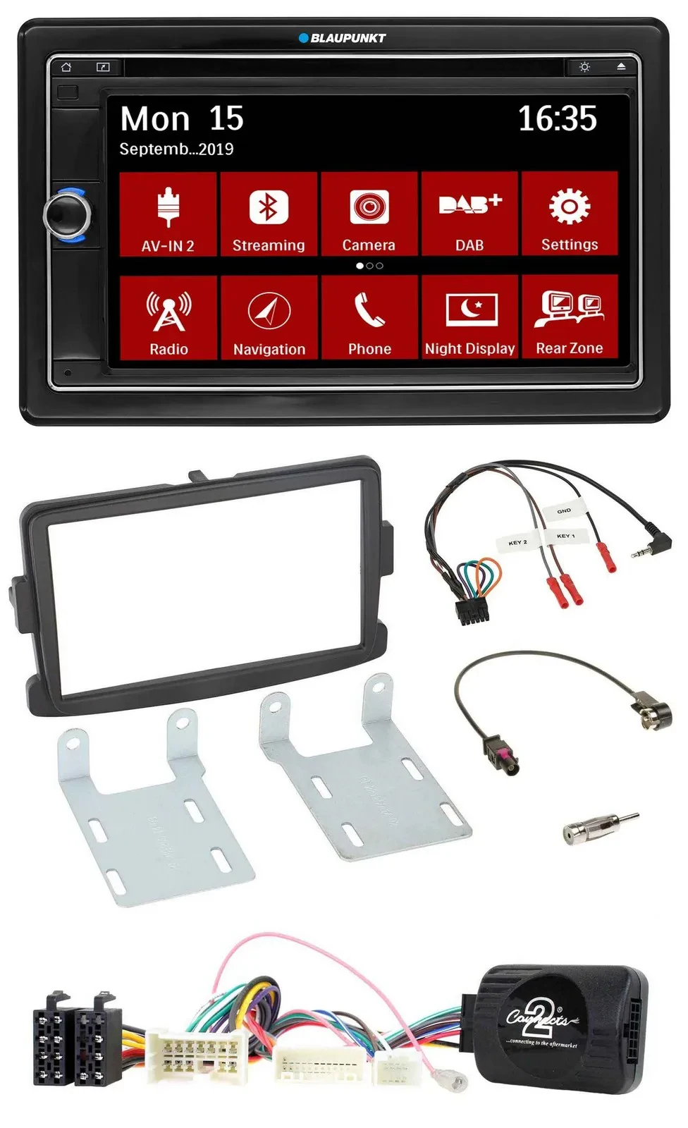Blaupunkt Bluetooth DAB 2DIN USB DVD Lenkrad Autoradio für Dacia Sandero ab 2013