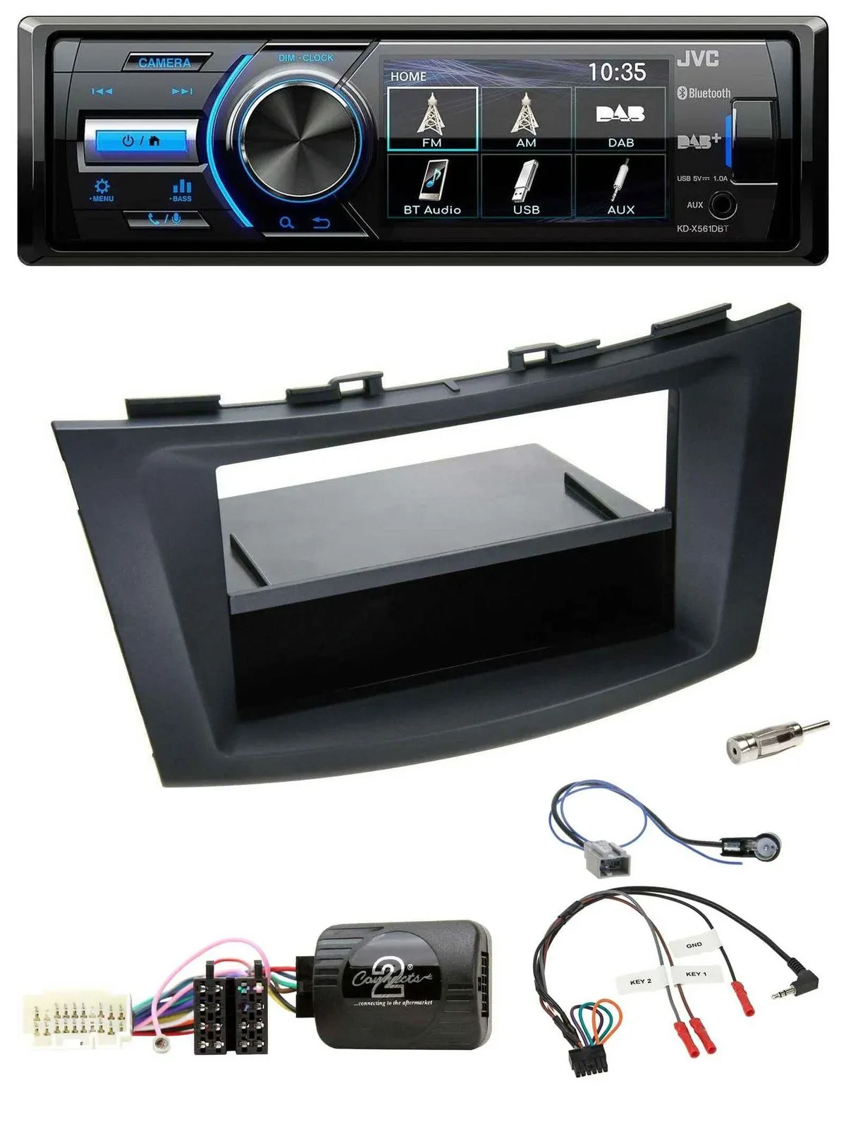 JVC Bluetooth Lenkrad USB DAB Autoradio für Suzuki Swift Sport ab 2011 schwarz