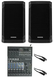 (2) Mackie Thrash12 v2 12" 1300w Powered DJ PA Speakers w/Bluetooth+Mixer+Cables