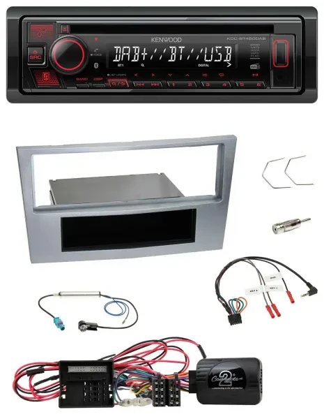 Kenwood Lenkrad CD USB Bluetooth DAB Autoradio für Opel Corsa D matt-chrom 09-14
