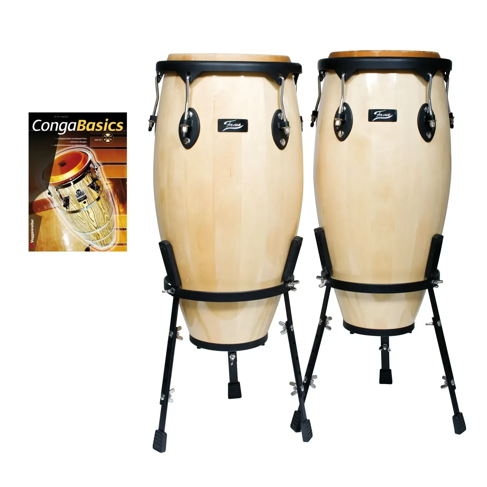 Конга Fame Audio DRU032 Natural со стойкой (пара)