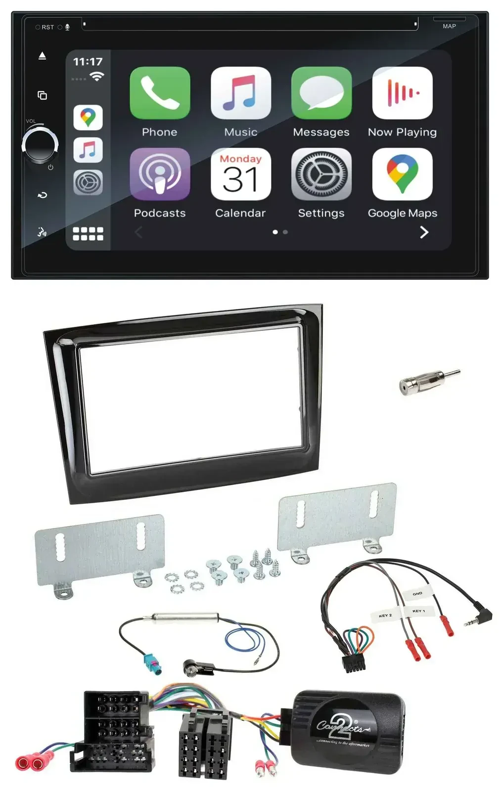 Blaupunkt DAB USB Bluetooth Lenkrad 2DIN TMC Navigation für Fiat Doblo ab 15 Min