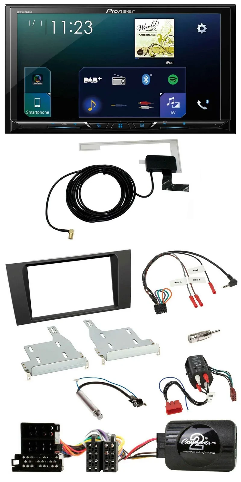 Pioneer 2DIN DAB USB Lenkrad Bluetooth Autoradio für Audi A4 99-01 BOSE Vollakti