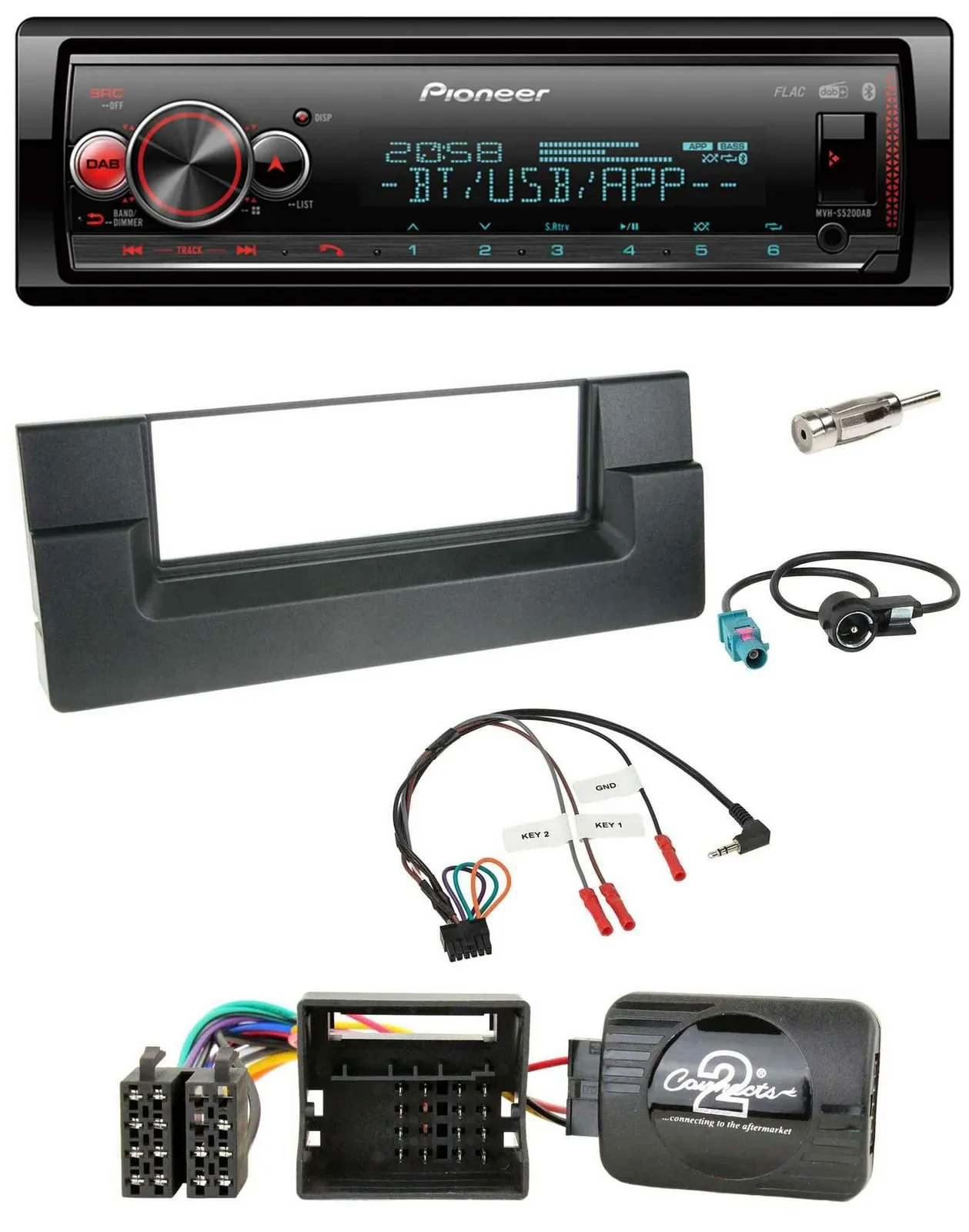 Pioneer Bluetooth USB Lenkrad DAB Autoradio für BMW 5er E39 01-04 Aktivsystem Qu
