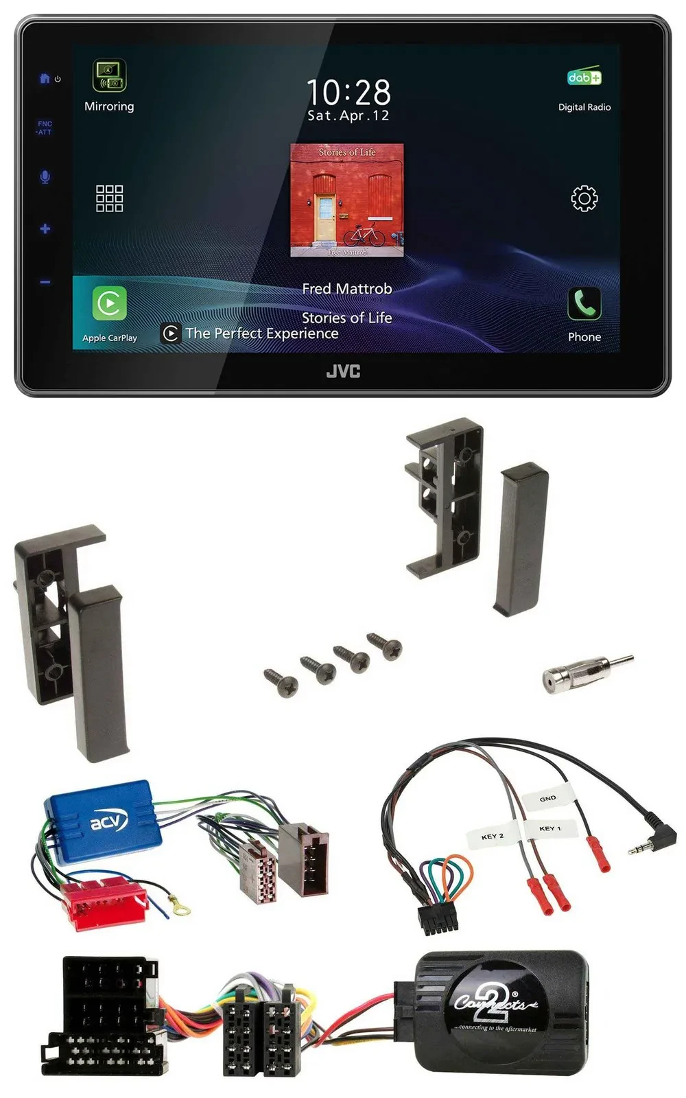 JVC DAB Lenkrad Bluetooth USB Autoradio für Audi A3 A4 A6 99-00 Aktivsystem
