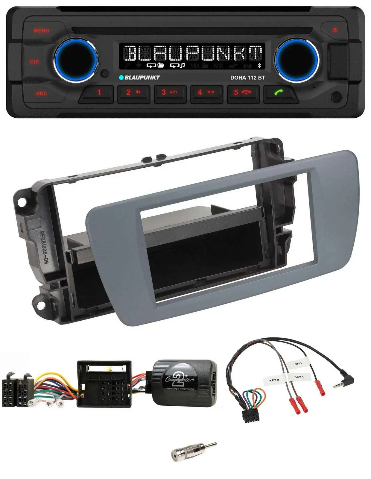 Blaupunkt Lenkrad MP3 CD Bluetooth USB Autoradio für Seat Ibiza conemaragrau