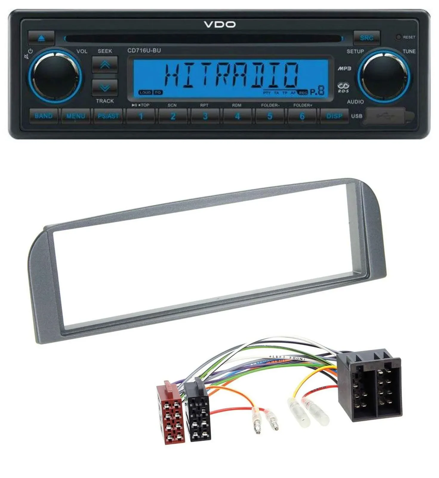 VDO AUX MP3 1DIN CD USB Autoradio für Alfa Romeo 147, GT - anthrazit