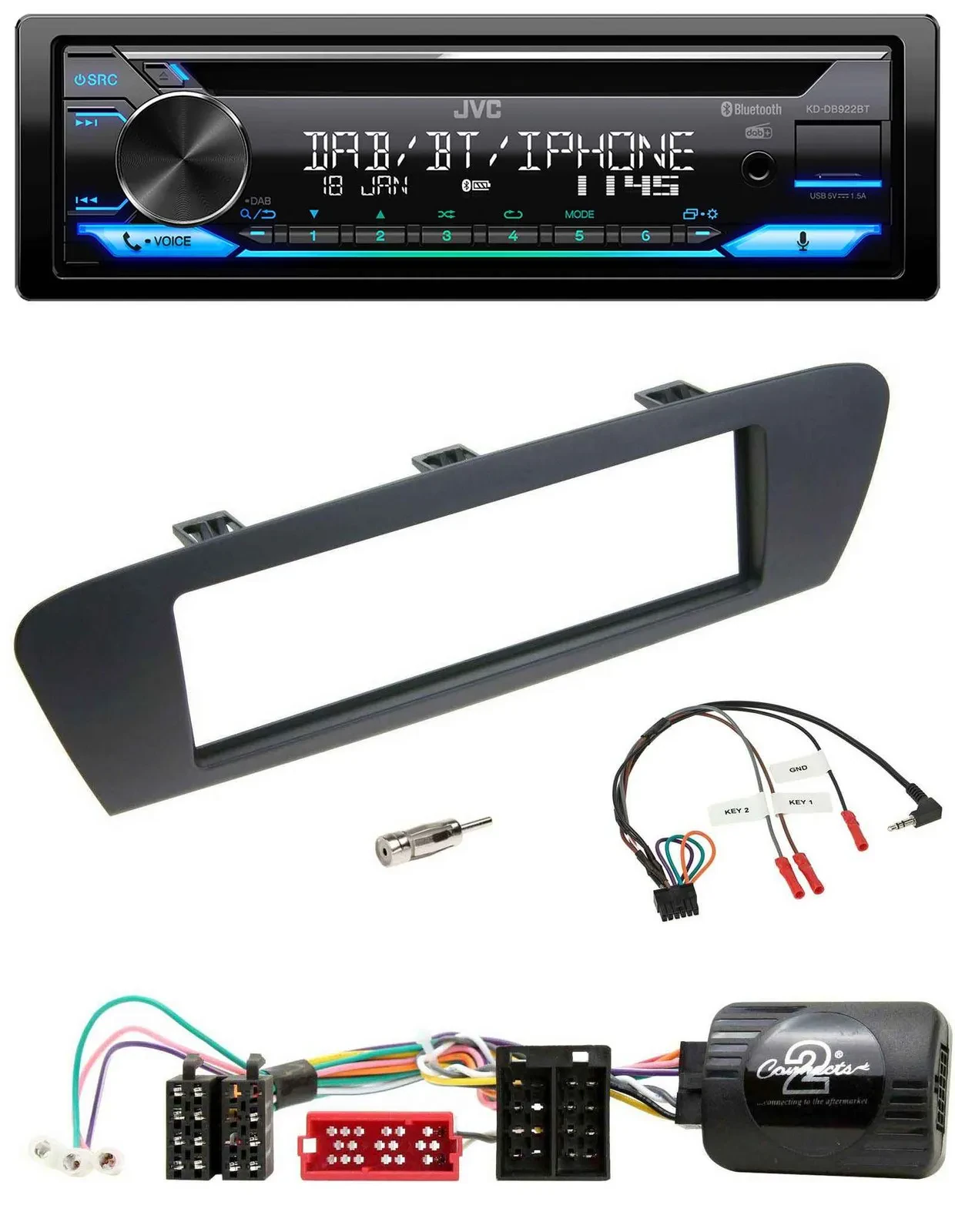 JVC Bluetooth Lenkrad USB DAB CD Autoradio für Renault Scenic Grand Scenic ab 20
