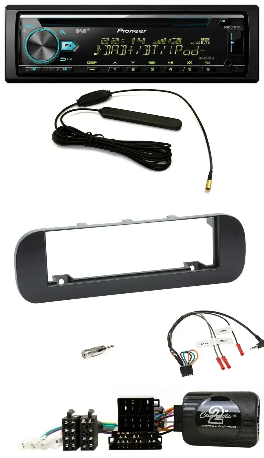 Автомагнитола Pioneer CD/MP3, DAB, USB для Fiat Panda (2012–2020), черный