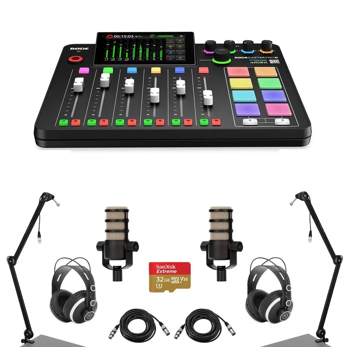 Комплект для подкастов Rode RCPIIRDK2 RODECaster Pro II Integrated Audio Production Studio Console Bundle