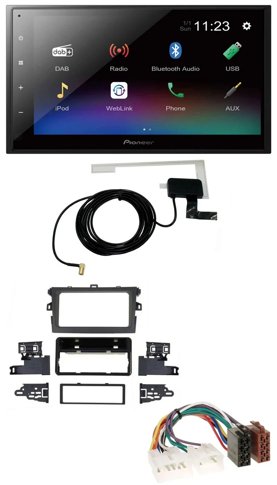Pioneer DAB MP3 Bluetooth 2DIN USB Autoradio für Toyota Corolla 2009-2013 silber