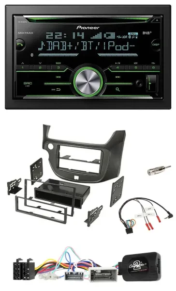 Pioneer Bluetooth Lenkrad DAB 2DIN USB CD Autoradio für Honda Jazz ab 14 dunkelg