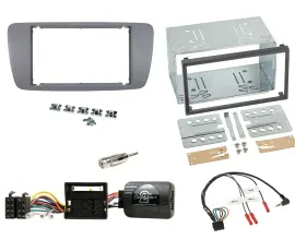 Einbauset Lenkradadapter Doppel DIN Autoradio für Seat Ibiza ab 08 conemaragrau