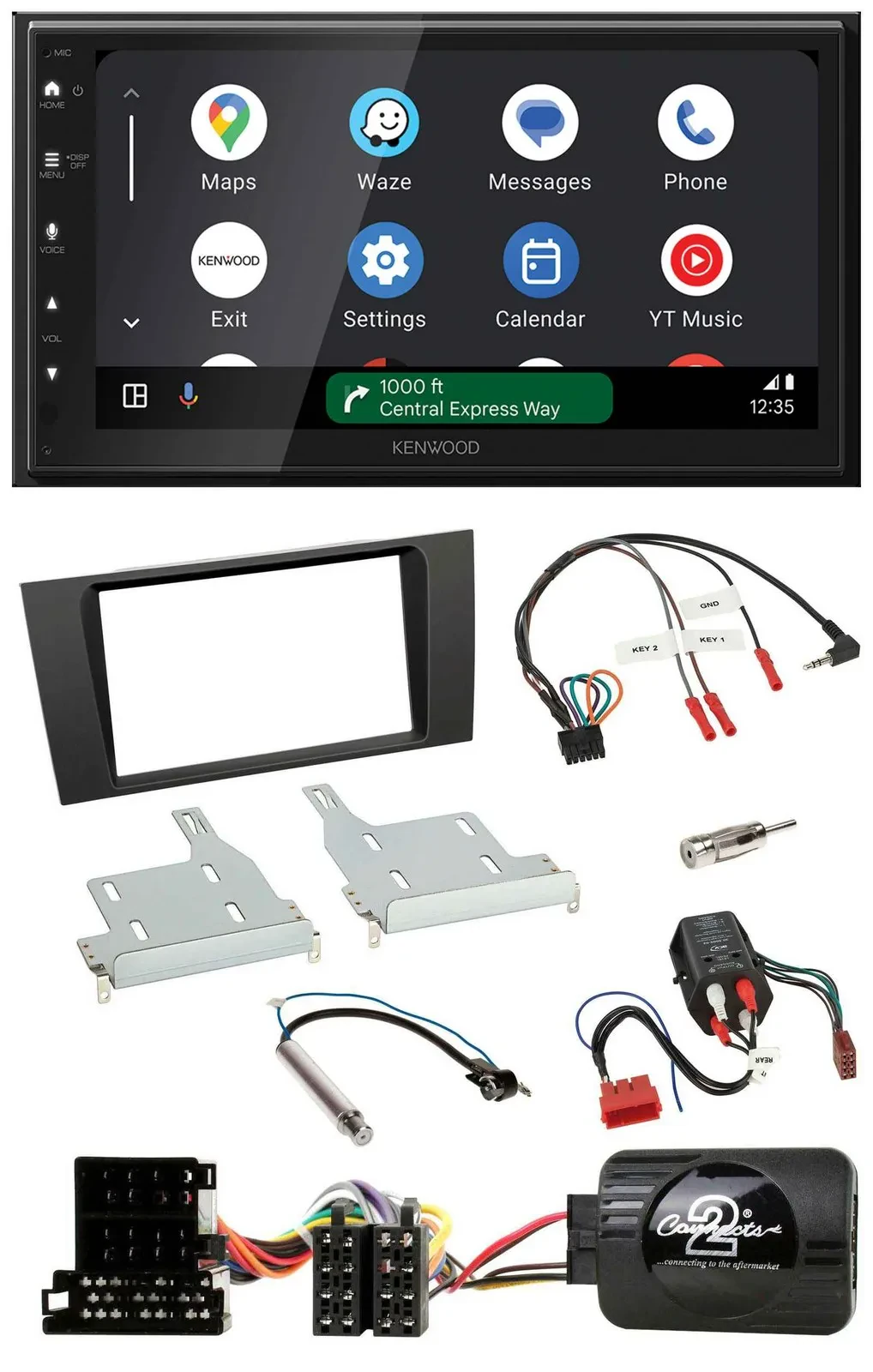 Kenwood DAB Bluetooth USB Lenkrad 2DIN Autoradio für Audi A4 99-01 BOSE Vollakti