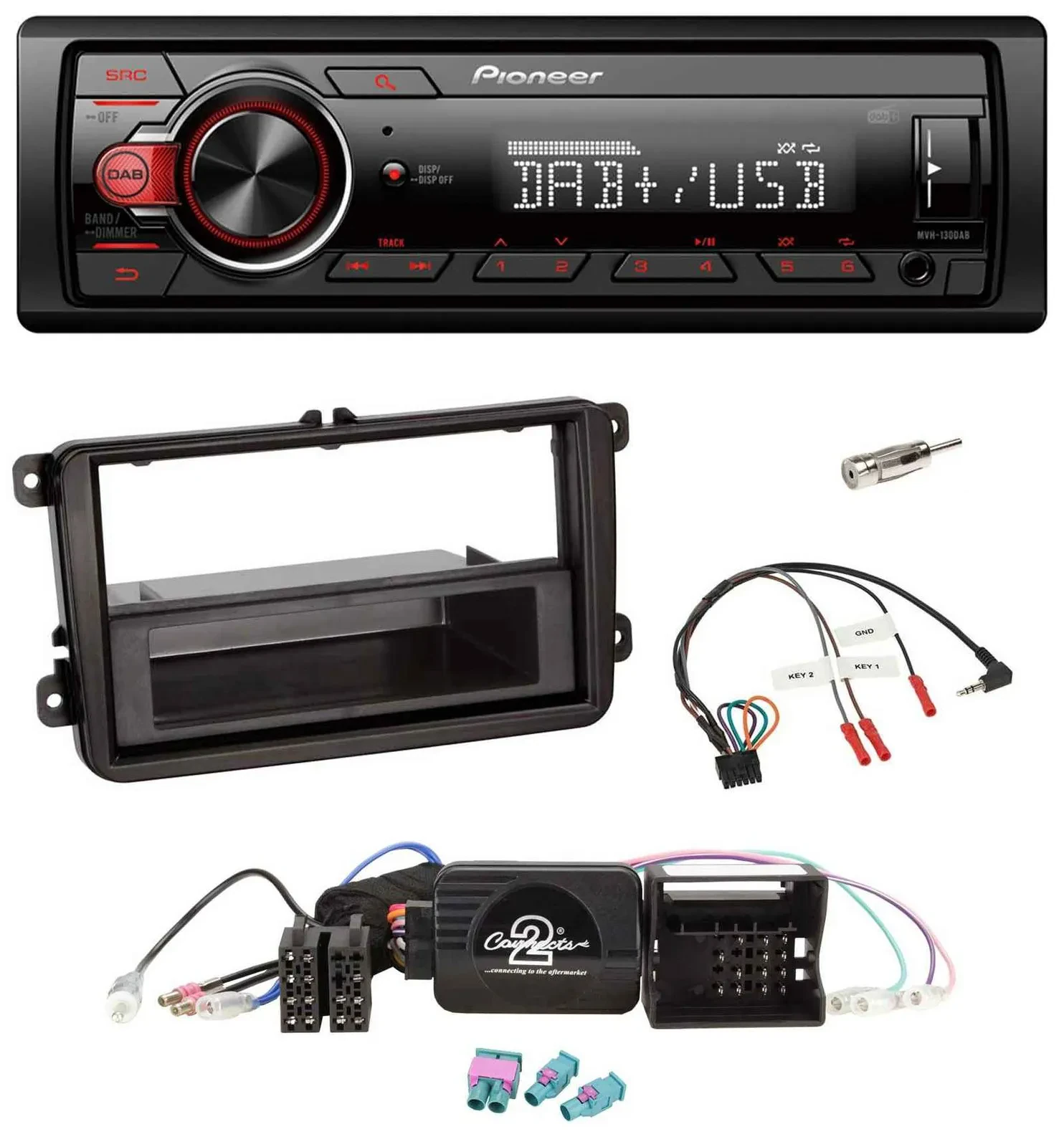 Pioneer MP3 1DIN DAB USB Lenkrad Autoradio für VW Passat Polo Scirocco Sharan Ti