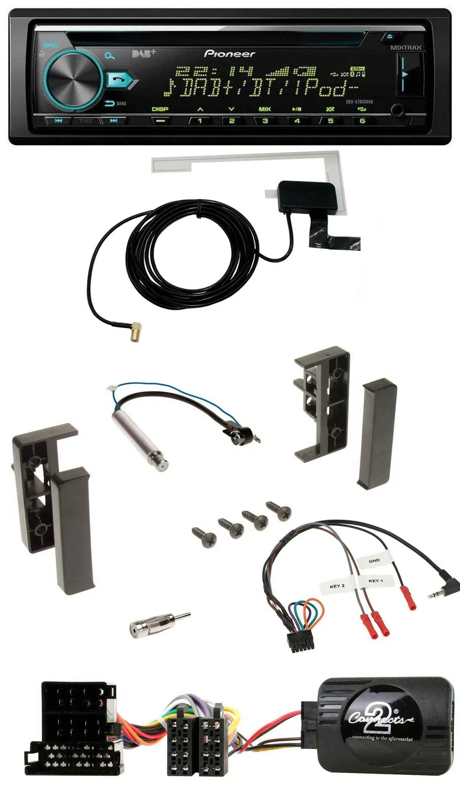 Автомагнитола для Audi A2/A3/A4/A6 (1999–2000) Pioneer CD/USB/DAB, MP3, поддержка кнопок на руле