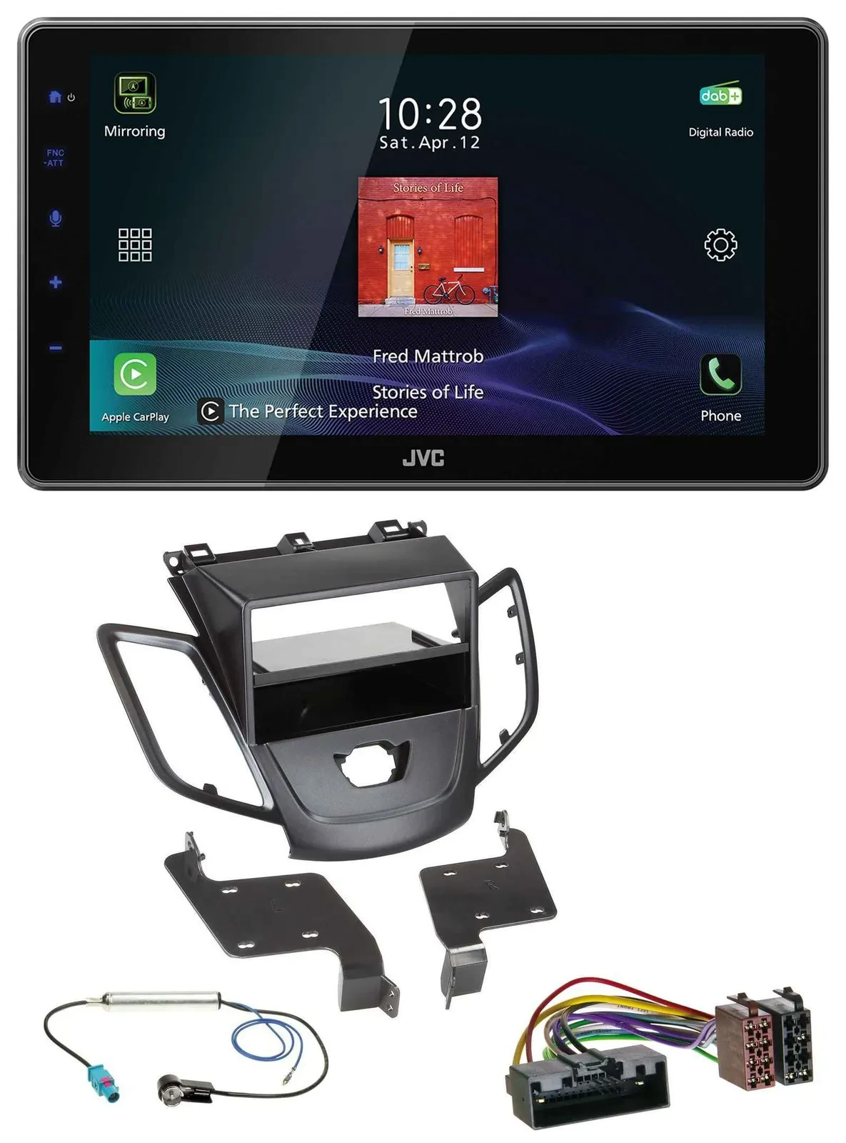 JVC DAB MP3 Bluetooth USB Autoradio für Ford Fiesta 10-17 JA8 ohne Display schwa