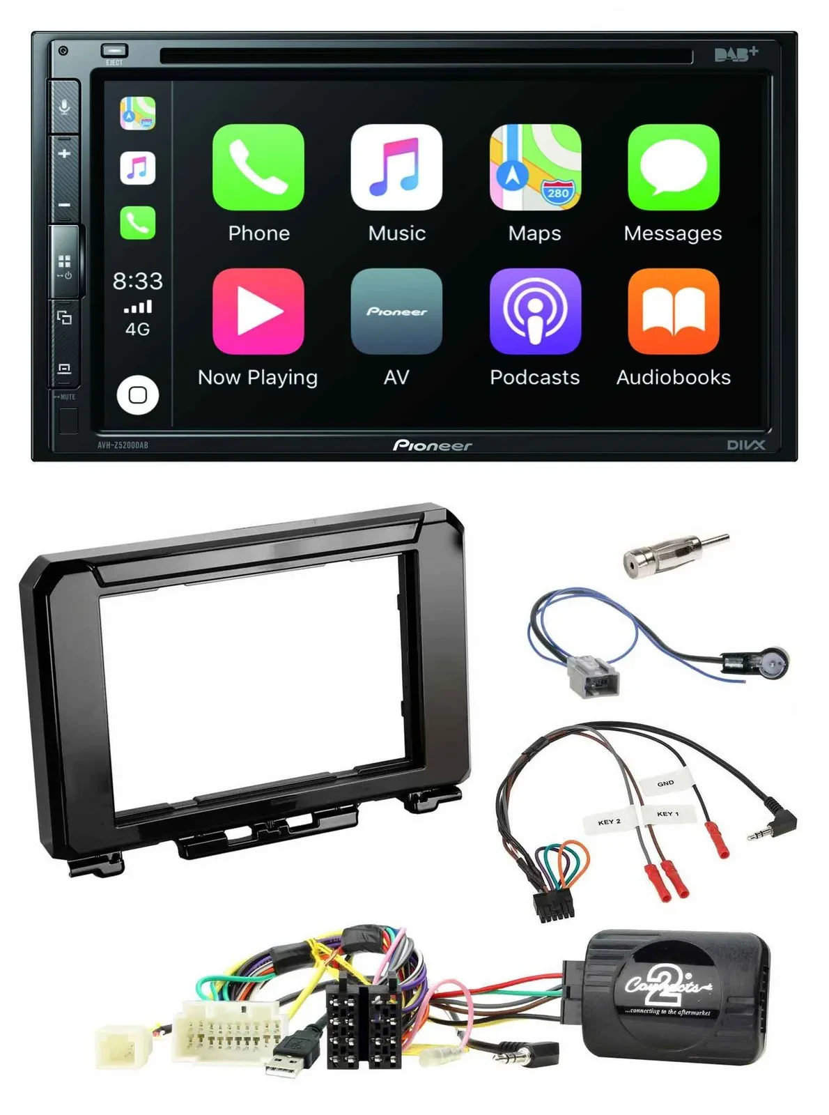 Pioneer DVD 2DIN Lenkrad DAB Bluetooth USB Autoradio für Suzuki Jimmny GJ ab 201