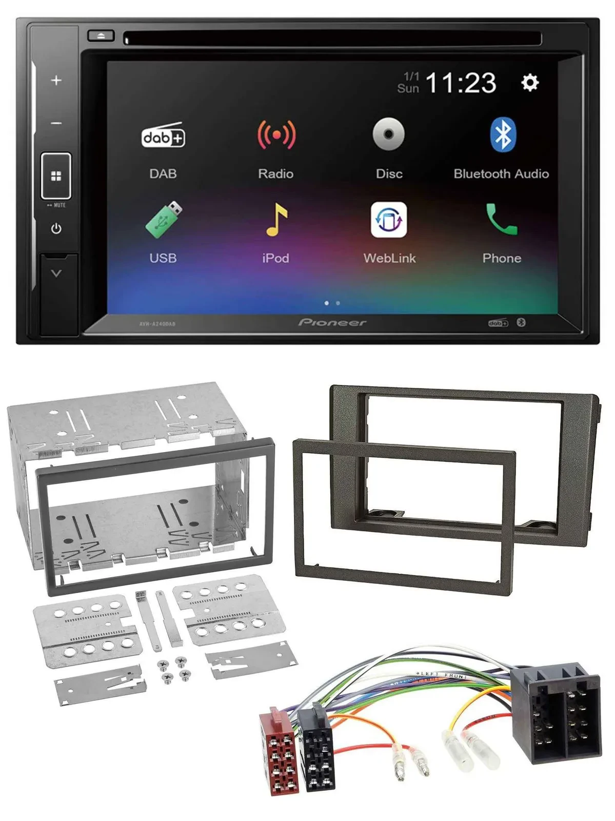 Автомагнитола для Iveco Daily (2006–2014) Pioneer 2-DIN, Bluetooth, USB, DAB, DVD, MP3, темно-серый