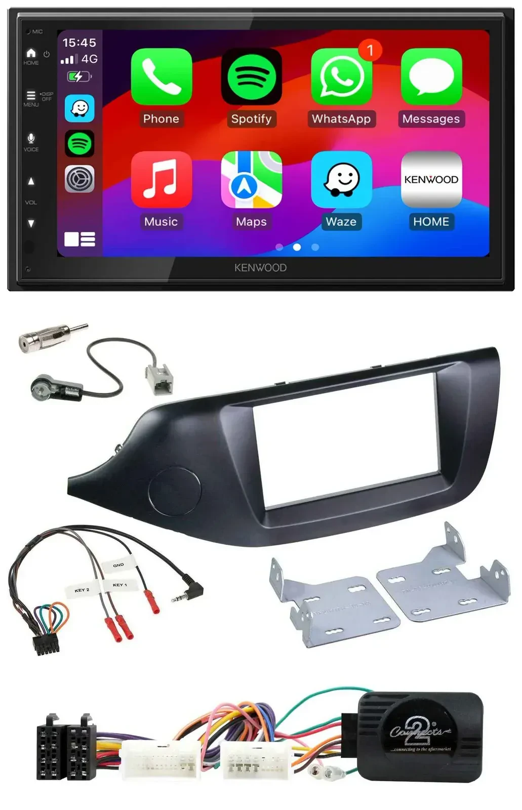 Автомагнитола Kenwood 2DIN USB DAB Bluetooth, черный для Kia Ceed (с 2012)