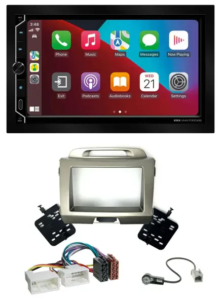 ESX 2DIN DAB USB MP3 Bluetooth Autoradio für Kia Sportage 3 SL 10-15 silber