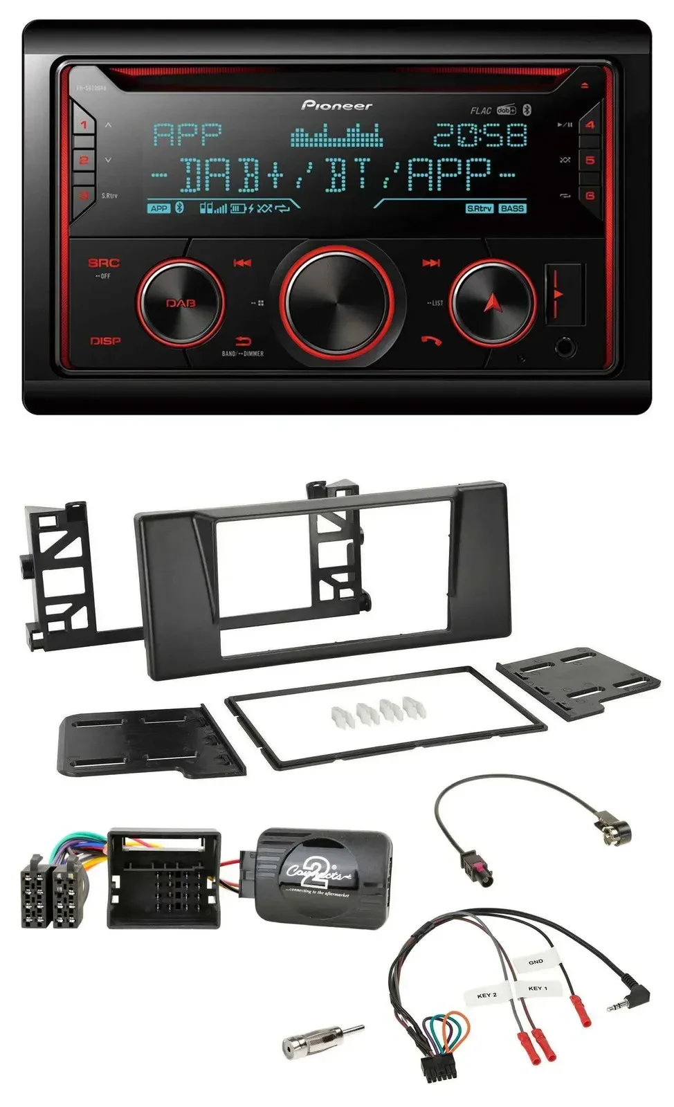 Pioneer 2DIN DAB Lenkrad Bluetooth USB CD Autoradio für BMW 5er E39 01-03 Quadlo