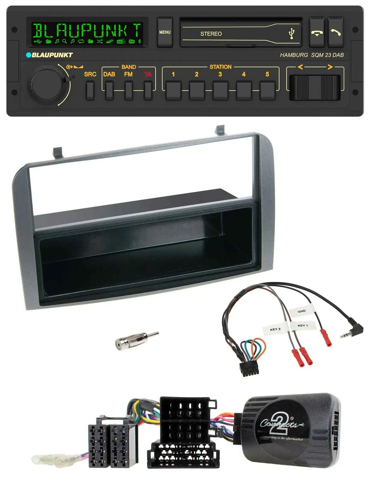 Blaupunkt USB DAB Bluetooth Lenkrad Autoradio für Alfa 147 GT 07-10 anthrazit Ab