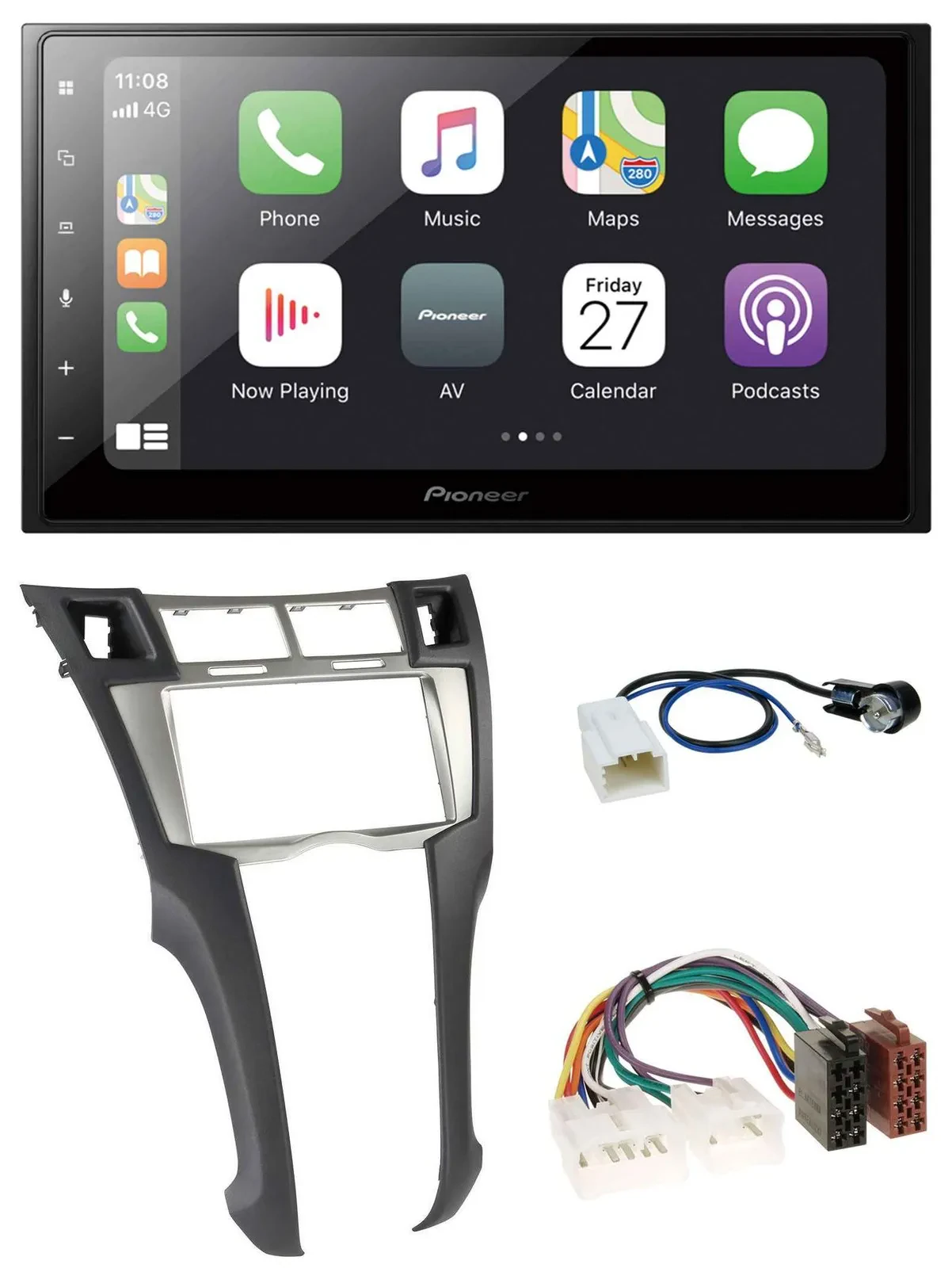 Автомагнитола Pioneer 2-DIN, Bluetooth, DAB, USB, MP3 для Toyota Yaris (2007–2011)