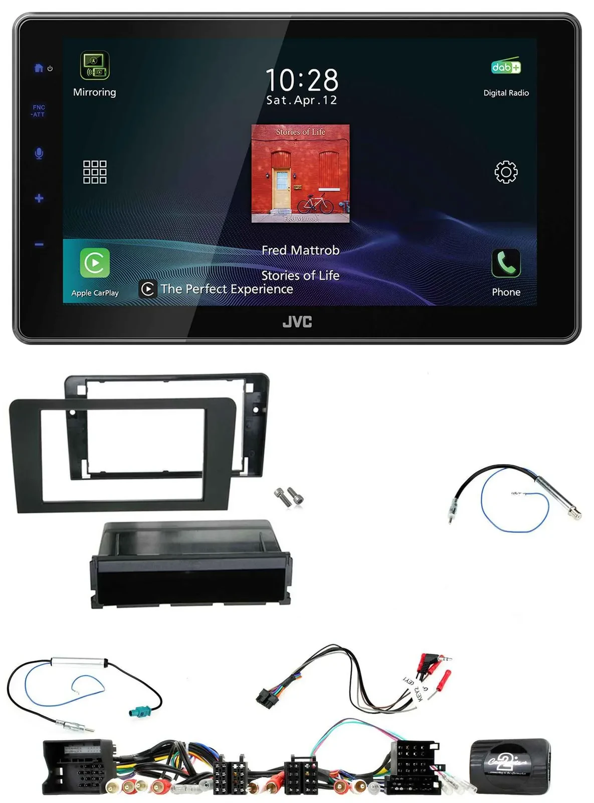 JVC DAB Lenkrad Bluetooth USB Autoradio für Audi A3 8P 2003-2012 Aktivsystem