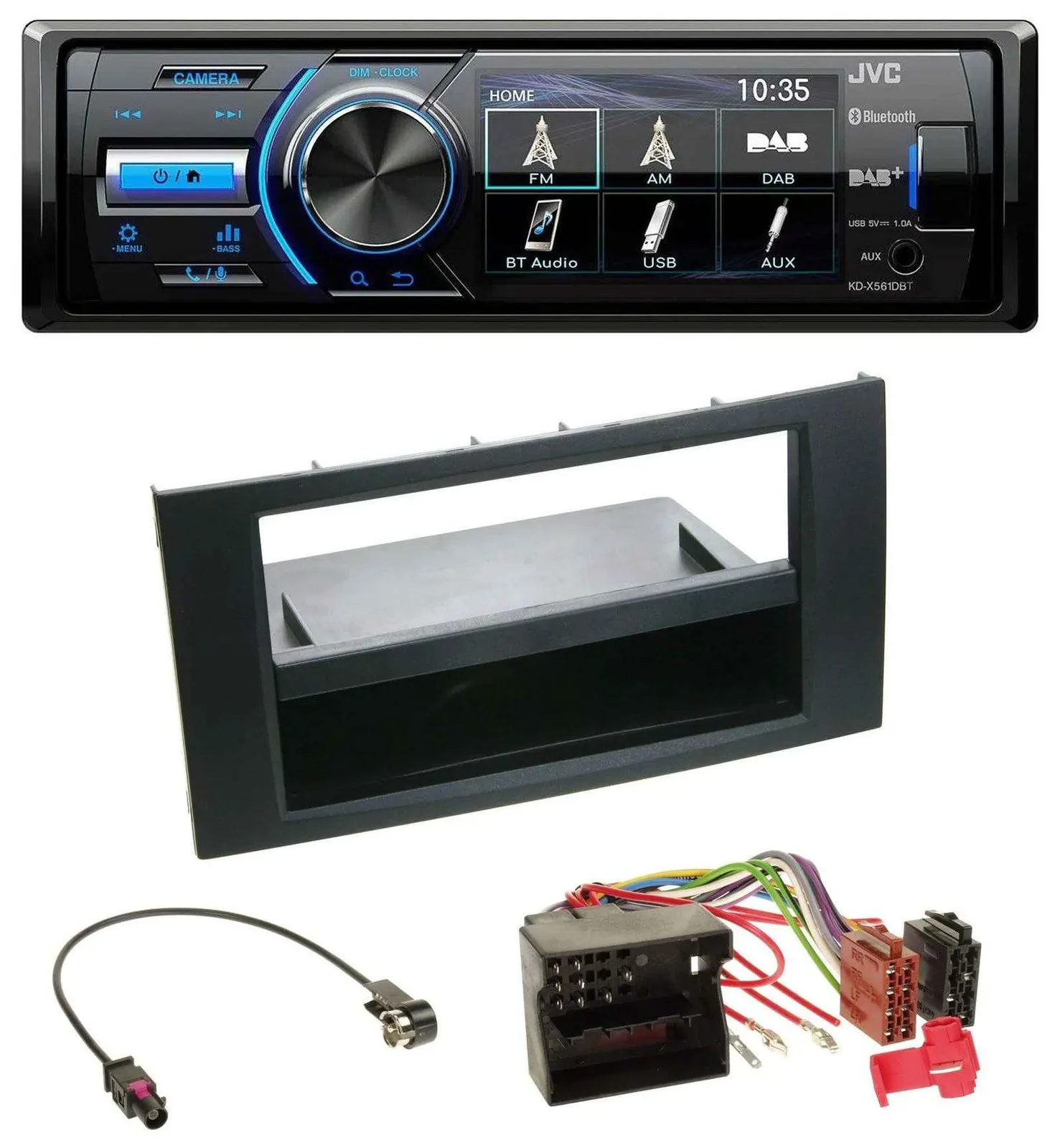 Автомагнитола JVC Bluetooth MP3 USB DAB для Ford Focus/Fiesta 2004–2008, черный
