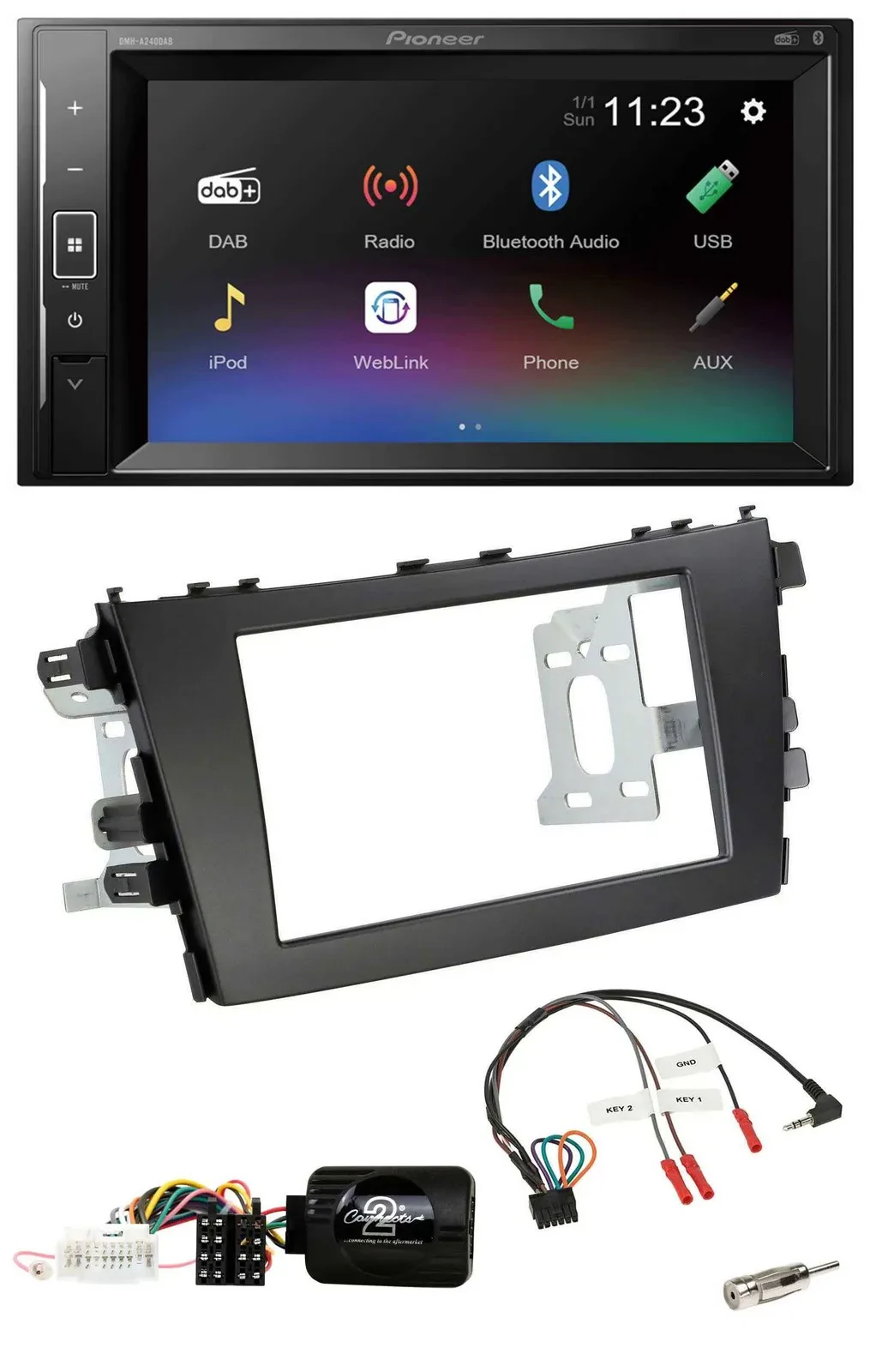 Pioneer DAB Lenkrad 2DIN Bluetooth USB Autoradio für Suzuki Celerio LF ab 2014