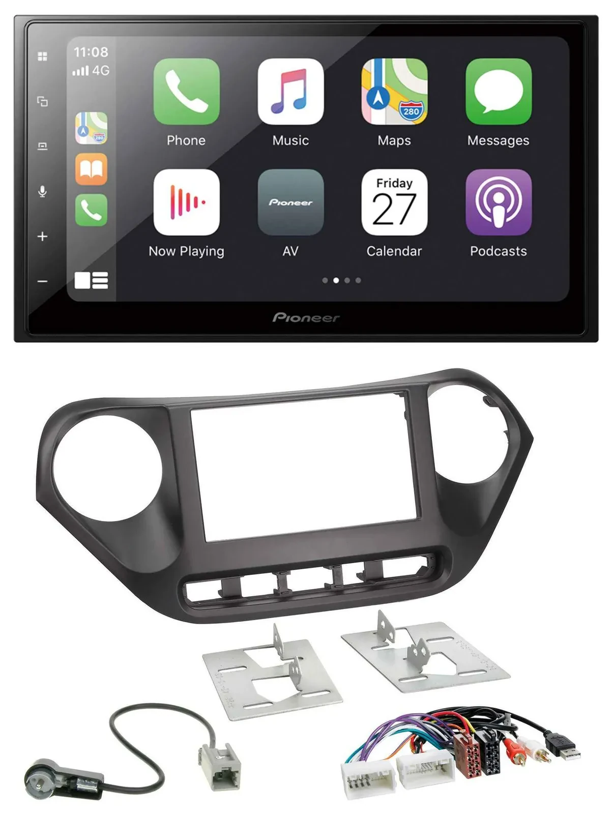 Pioneer MP3 Bluetooth DAB 2DIN USB Autoradio für Hyundai i10 ab 2013 AUX USB