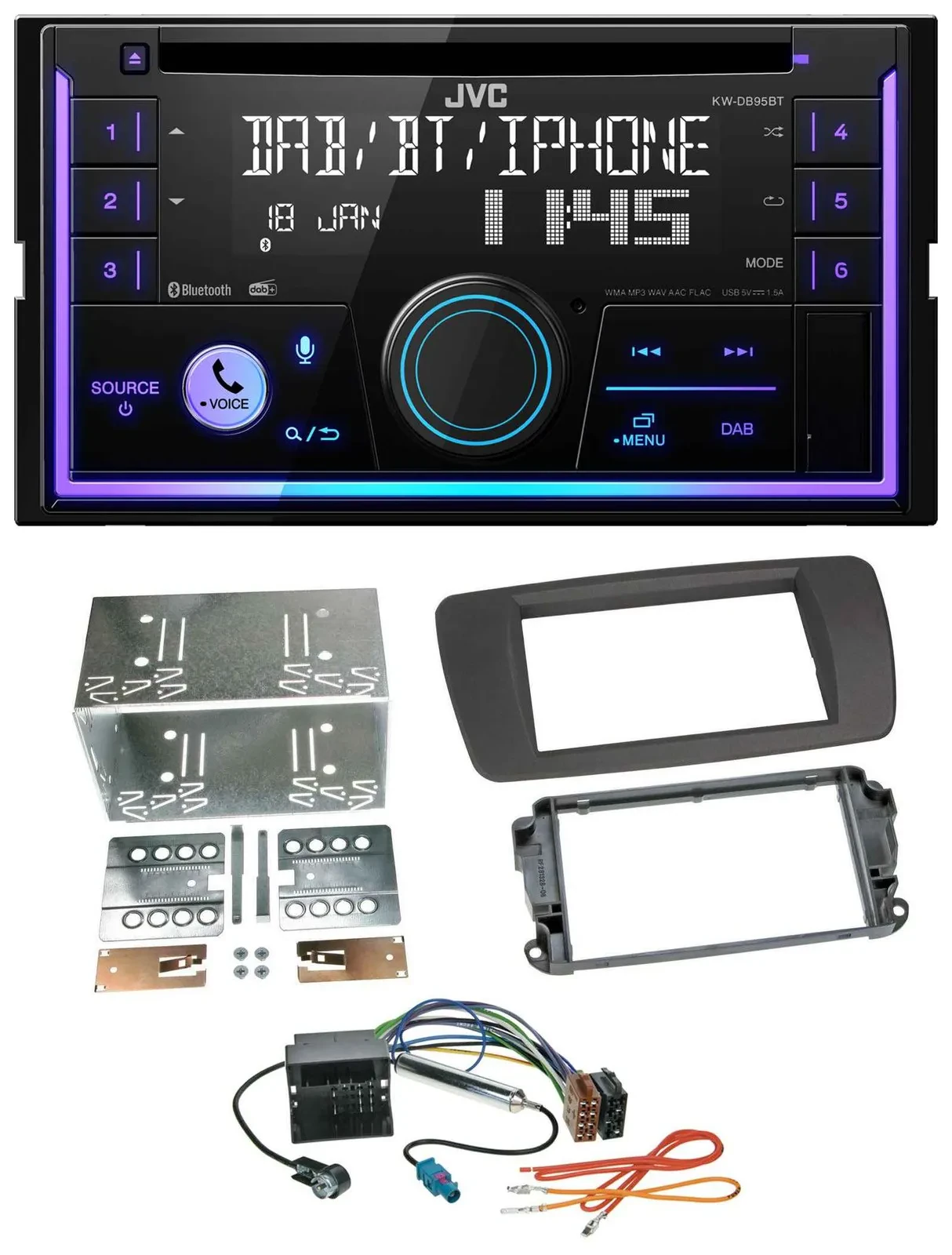 JVC MP3 USB 2DIN DAB Bluetooth CD Autoradio für Seat Ibiza ab 08 tuam-grey