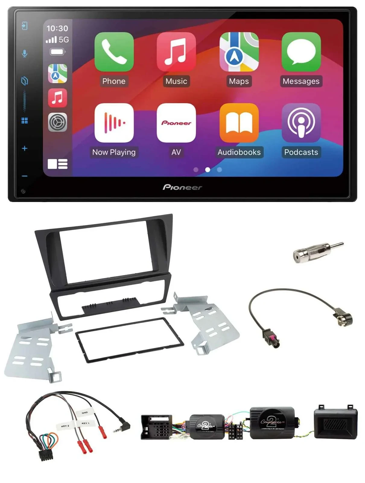 Pioneer DAB USB Lenkrad Bluetooth 2DIN Autoradio für BMW 3er E90 E91 E92 E93 PDC