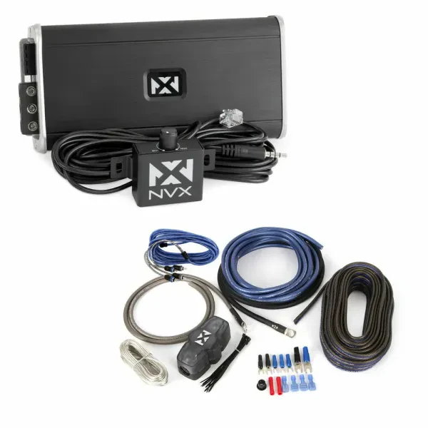 NVX VADM1 Monoblock 500W RMS Class D Car Amplifier + NVX XKIT82 Amp Kit