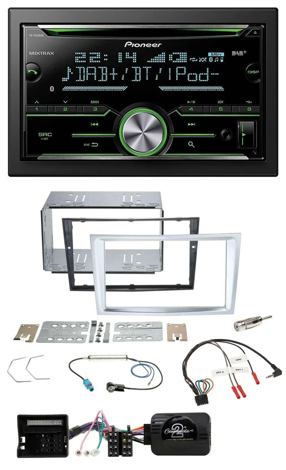 Pioneer Bluetooth Lenkrad DAB 2DIN USB CD Autoradio für Opel Zafira Astra H Cors