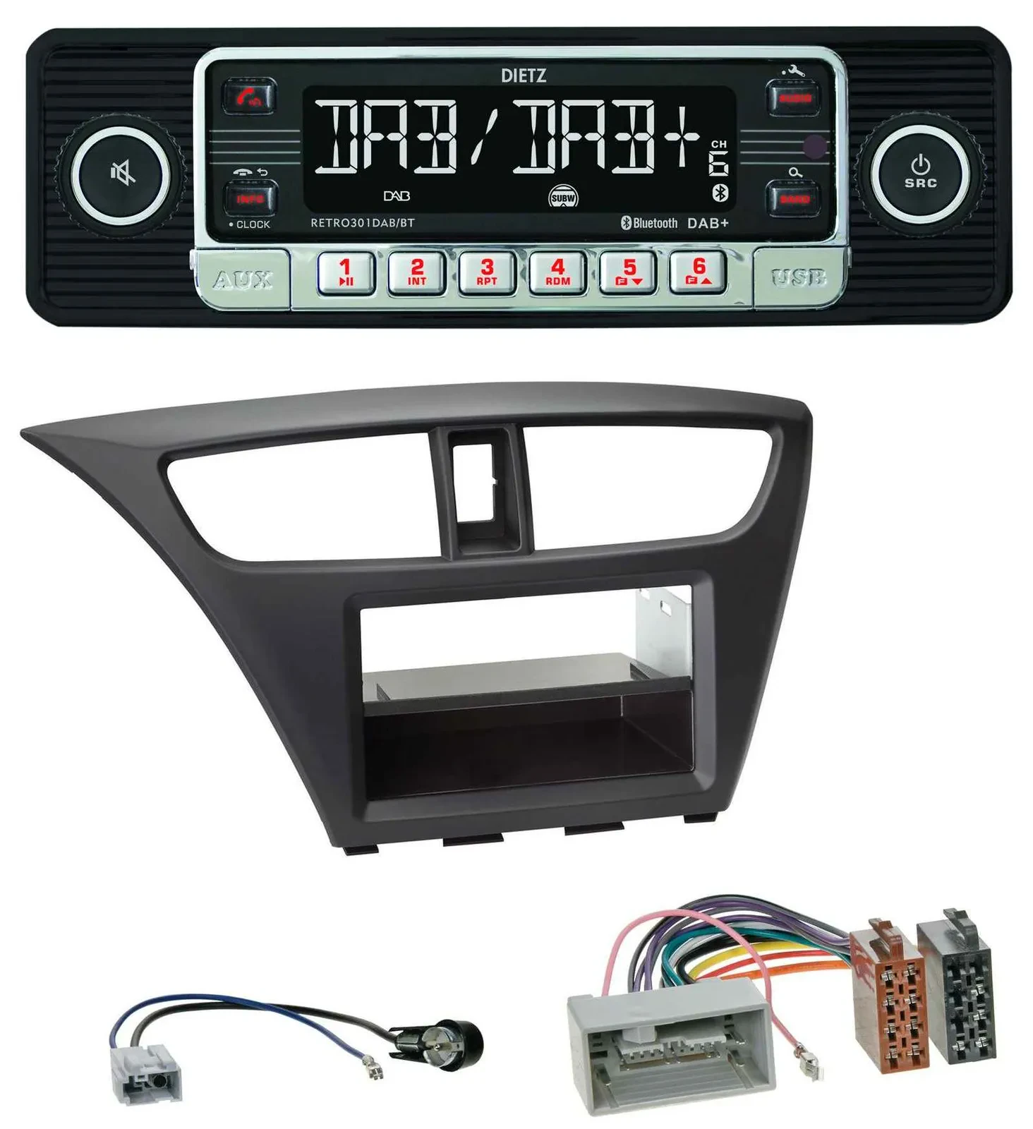 Dietz USB DAB MP3 Bluetooth Autoradio für Honda Civic (ab 2012)