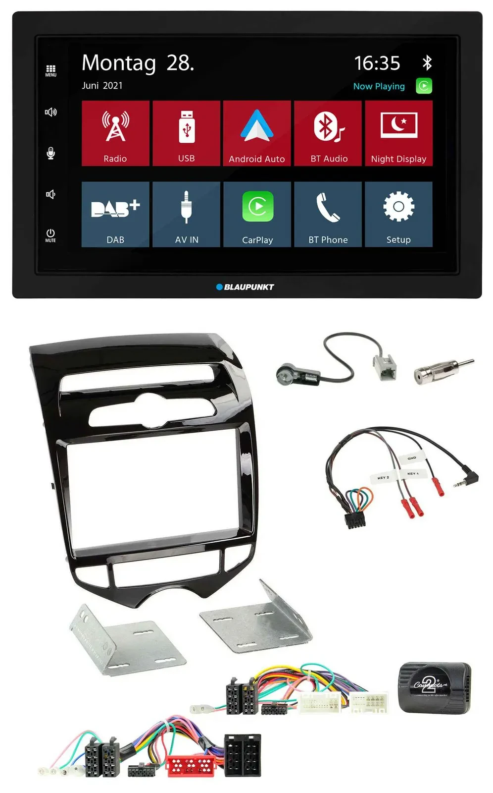 Автомагнитола Blaupunkt 2-DIN, Bluetooth, DAB, USB для Hyundai ix20 (с 2010), поддержка управления на руле