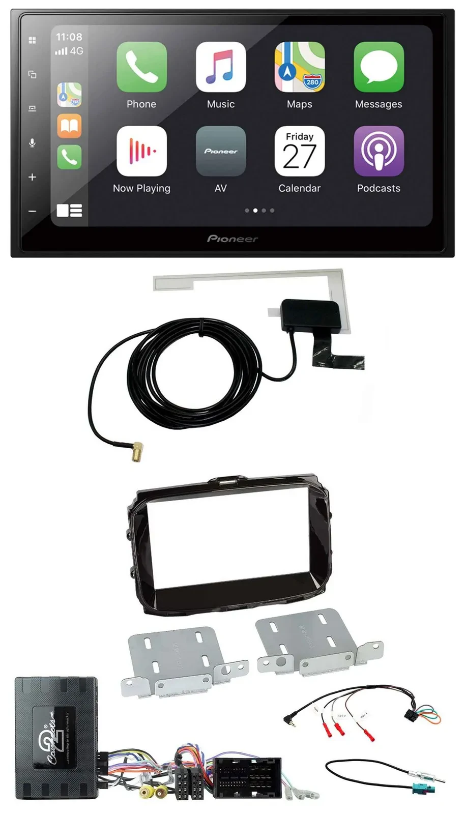 Автомагнитола для Alfa Romeo Giulietta (2014–2021) Pioneer 2DIN, Bluetooth, DAB, USB, поддержка кнопок на руле