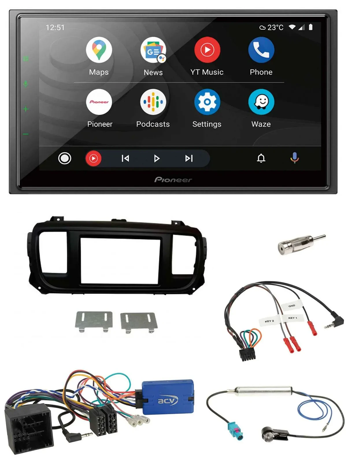 Pioneer USB 2DIN DAB Lenkrad Bluetooth Autoradio für Citroen Spacetourer Jumpy o