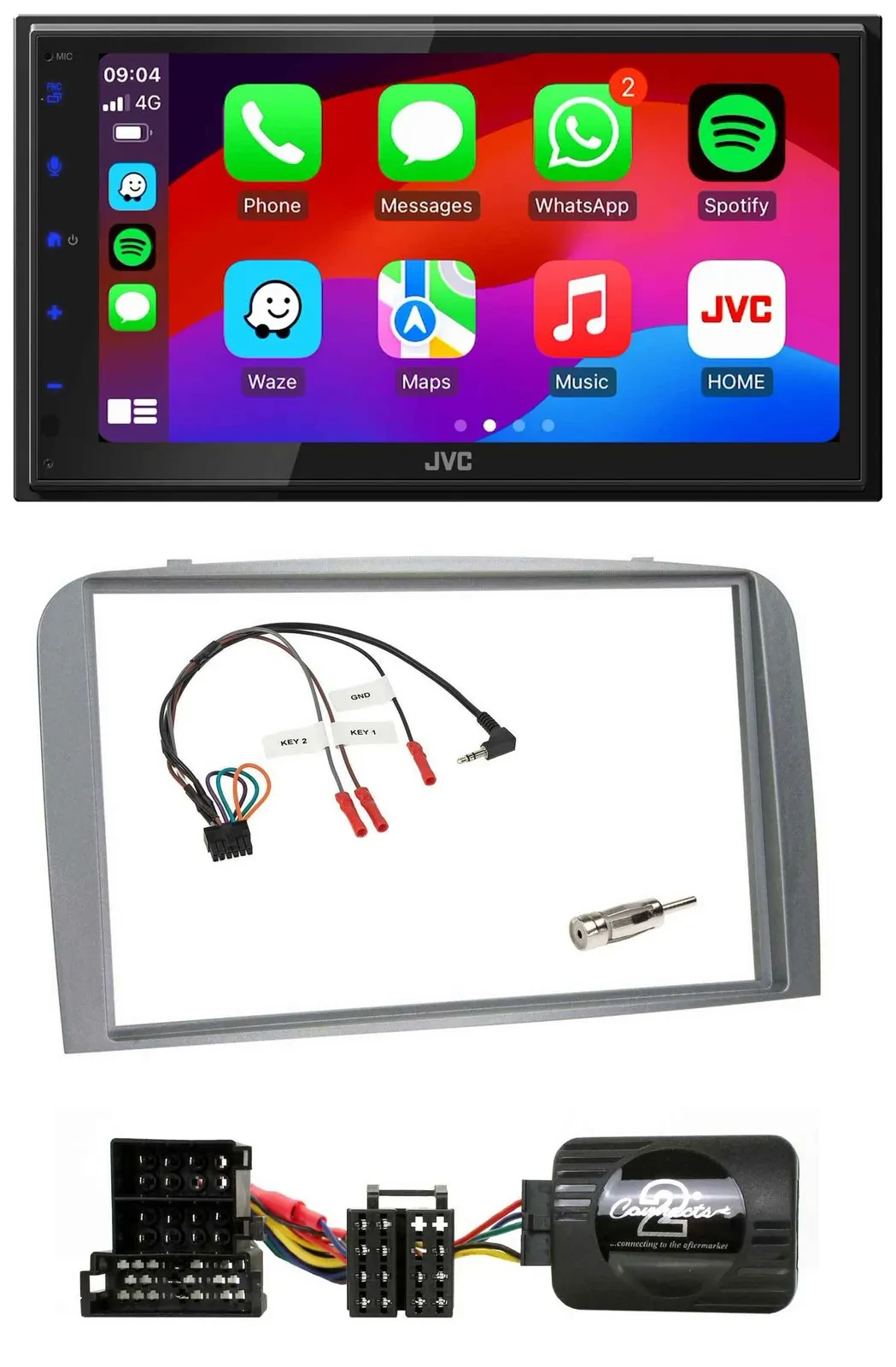 JVC Bluetooth 2DIN Lenkrad DAB USB Autoradio für Alfa Romeo 147 GT 04-10 silber