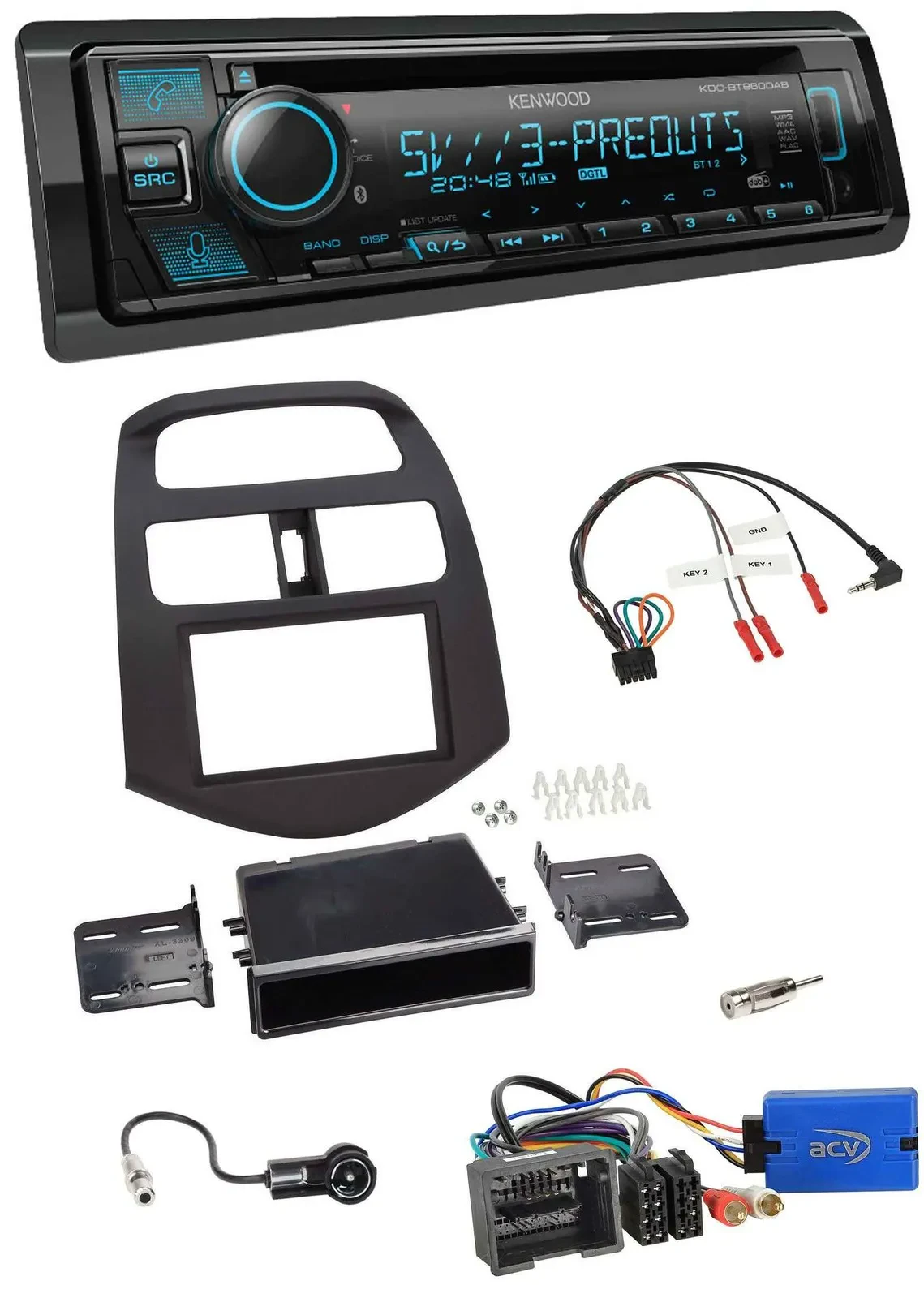 Kenwood Bluetooth USB CD Lenkrad DAB Autoradio für Chevrolet Spark 2013-2015